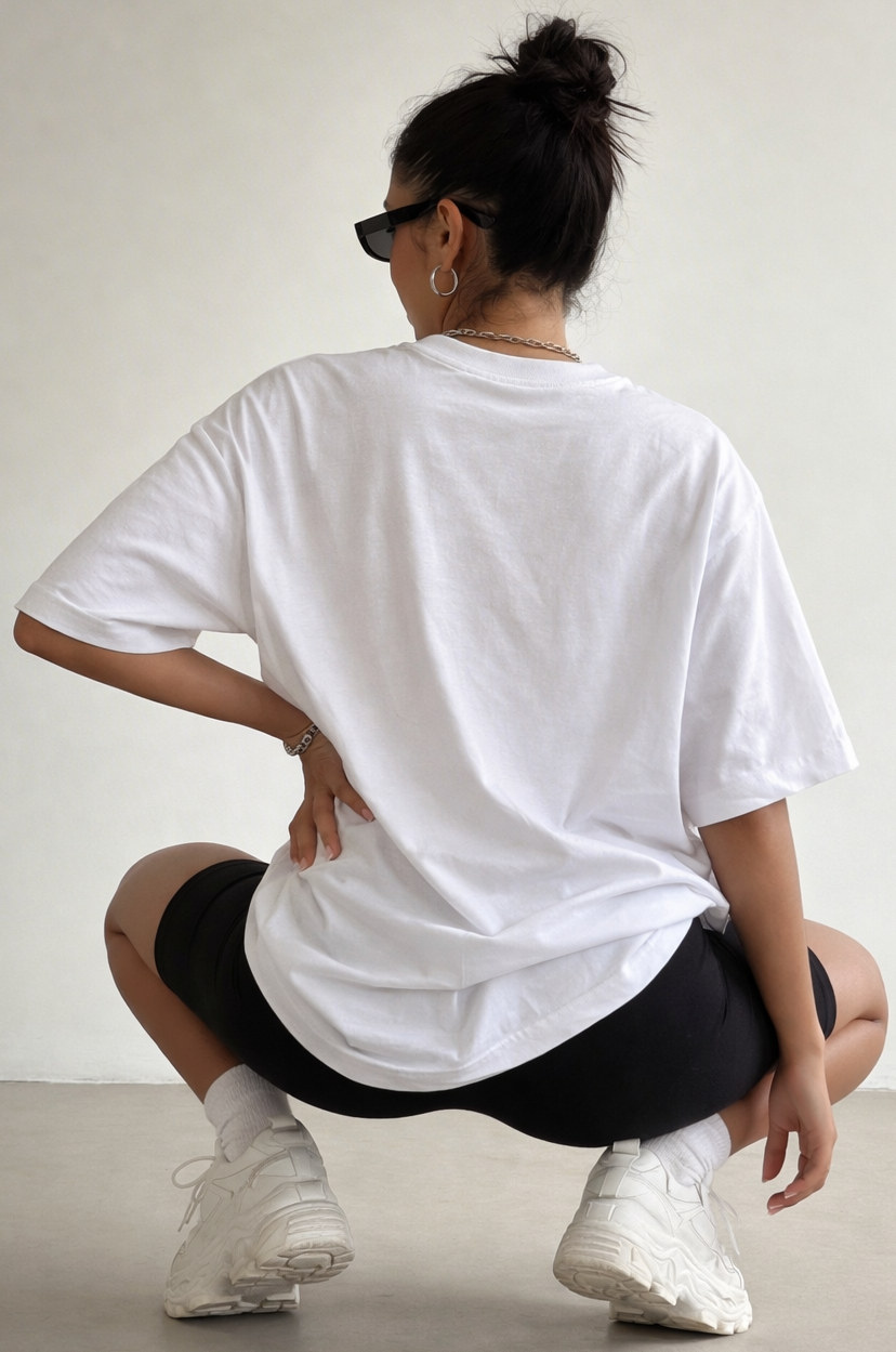 6-7 White Unisex Oversized T-Shirt