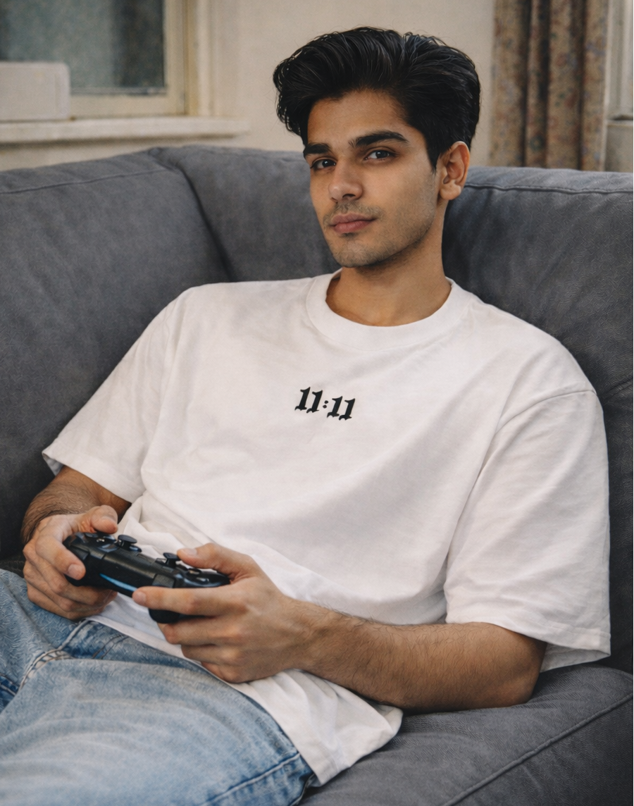 11:11 White Oversized T-Shirt
