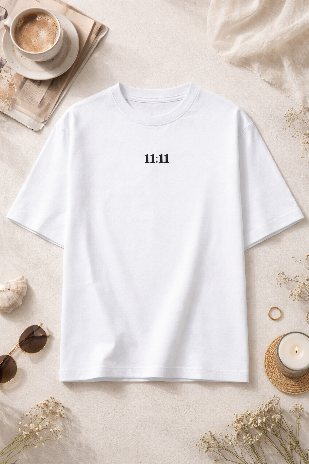 11:11 White Oversized T-Shirt